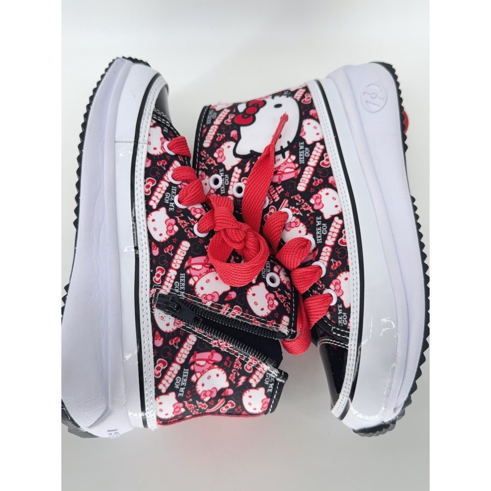 Heelys Hello Kitty Veloz Chi Roller Skate Shoes Youth 2 Black Red High Top Zip